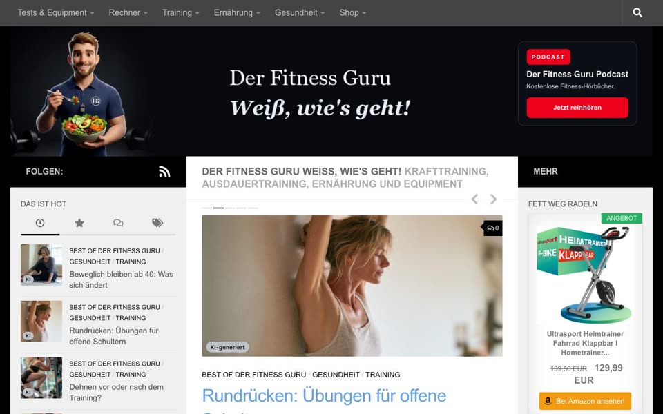Startseite von derfitness.guru